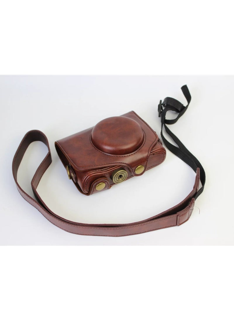 Holster Camera Case for Canon PowerShot SX740 SX730 SX720 HS Full Body Camera PU Leather Case Bag with Strap (Coffee) - Image 1