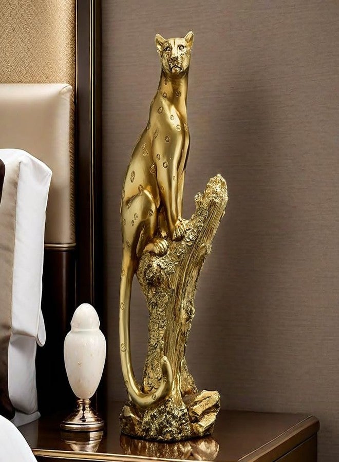 SHTWX 13 Inch Leopard Statue Figurine Sculpture Collectible Gifts for Leopard Lover Office Home Decor Desk Accessories Decoration Garden Figurines Outdoor Decor - Image 4