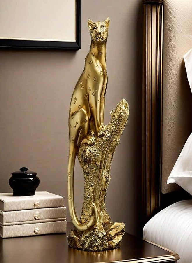 SHTWX 13 Inch Leopard Statue Figurine Sculpture Collectible Gifts for Leopard Lover Office Home Decor Desk Accessories Decoration Garden Figurines Outdoor Decor - Image 3