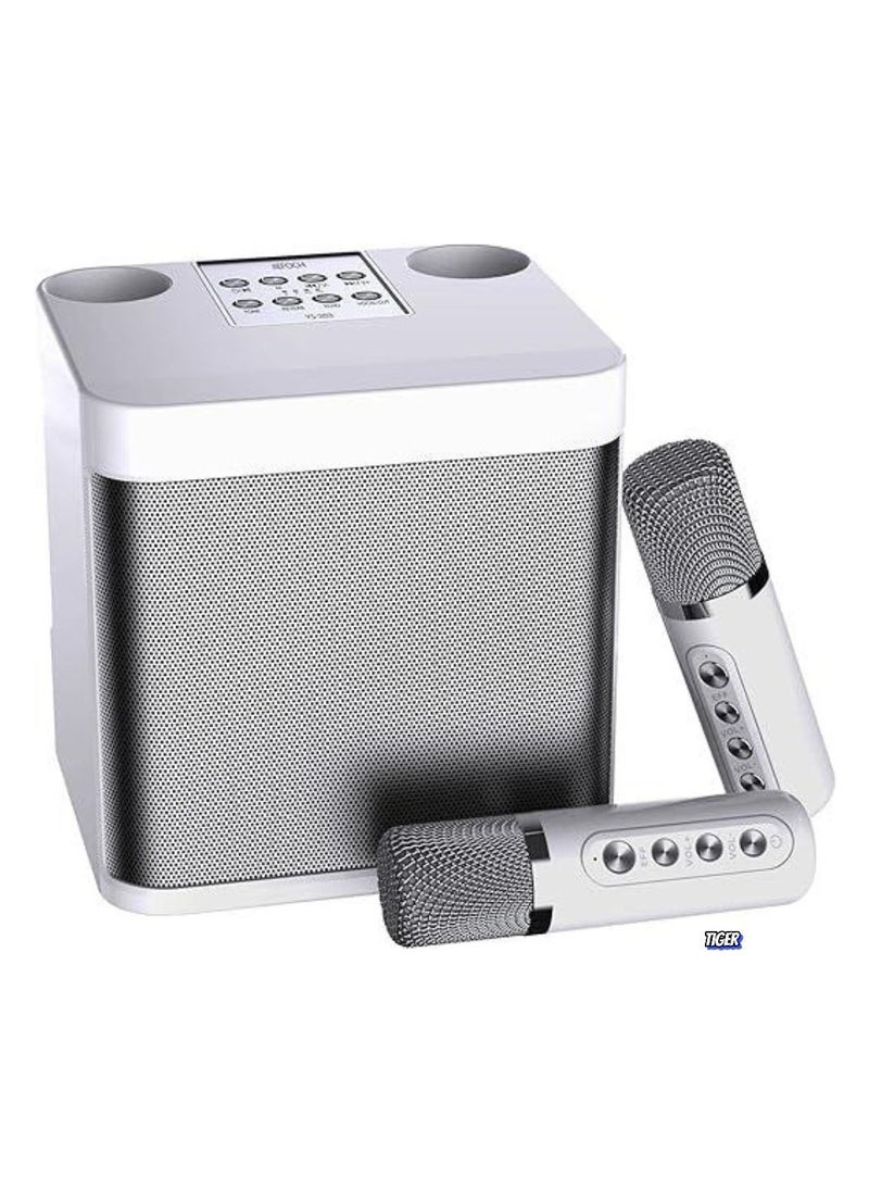 TIGER Mini Karaoke Machine for Adults & Kids | Portable Bluetooth Karaoke Speaker for TV with 2 Wireless Microphones | PA Speaker System for Indoor & Outdoor Party, Family Party Singing (Off White)  - Image 1
