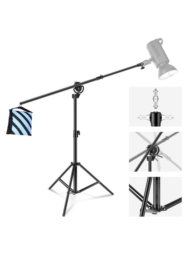 Neewer 2-in-1 Photography Light Stand, Aluminum Alloy 9.7ft Heavy Duty Tripod Stand with 3.8ft Boom Arm and Empty Sandbag for Video Light, Strobe, Reflector, Softbox for Studio Photo Video Shooting - Image 1