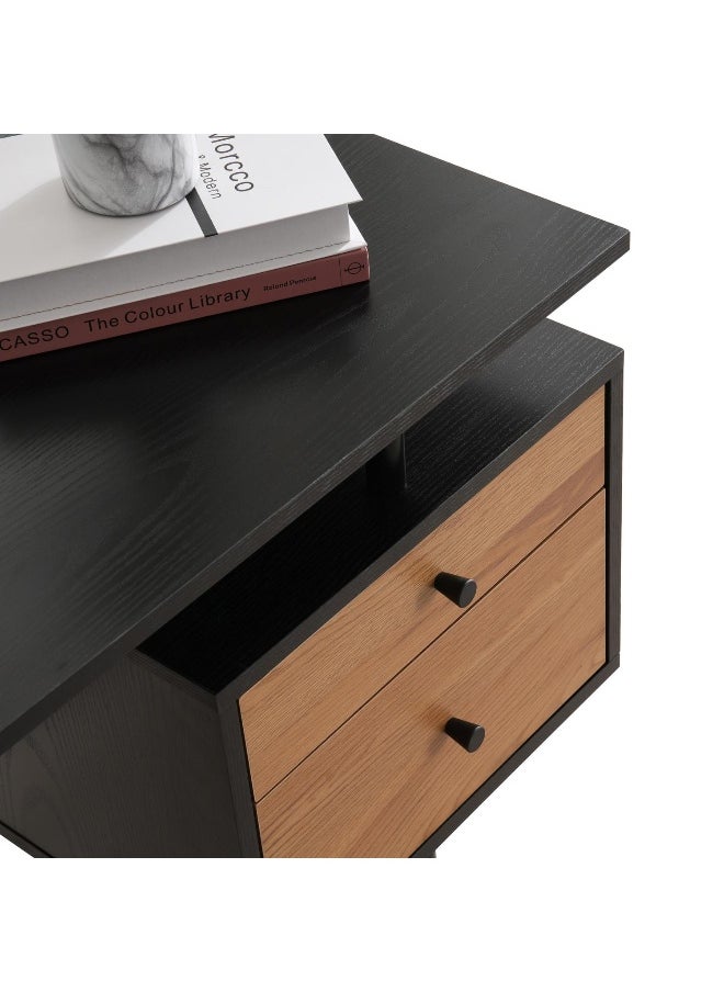 Pan Home Calva Office Desk- Natural And Black  - Image 2