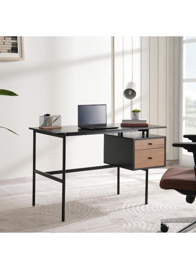 Pan Home Calva Office Desk- Natural And Black  - Image 1