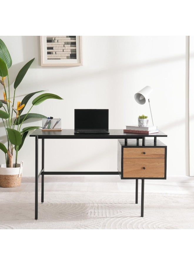 Calva Office Desk- Natural And Black