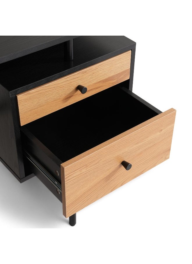 Pan Home Calva Office Desk- Natural And Black  - Image 4