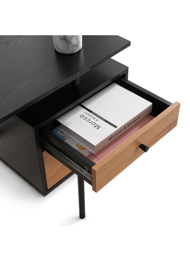 Calva Office Desk- Natural And Black