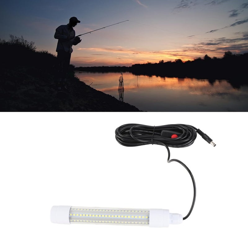 Submersible Fishing Light 16W AC12‑36V 1300lm LED Night Fishing Lure Bait Finder, Underwater Fish Attractor with 144 LEDs, IP68 for Sea Cage Tank Aquarium (White Light) - Image 2