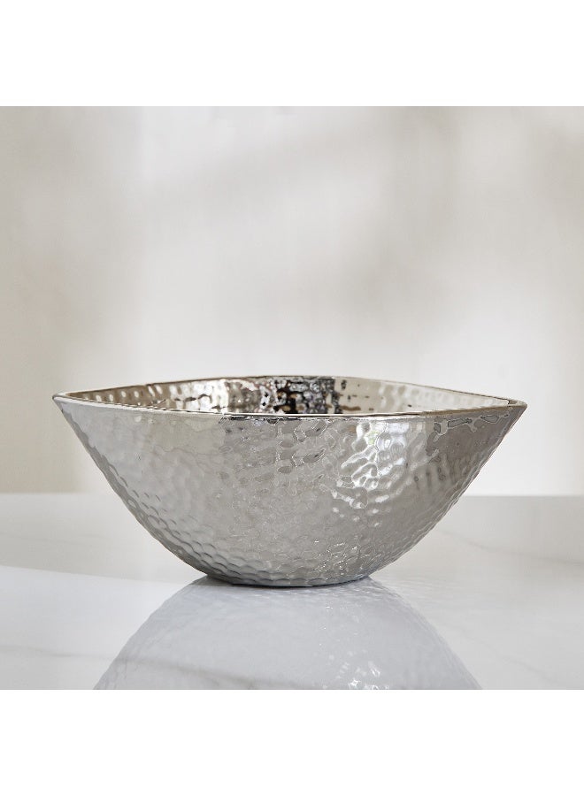 Home Box وعاء زينة بتشطيب مطروق - فضي - Image 2