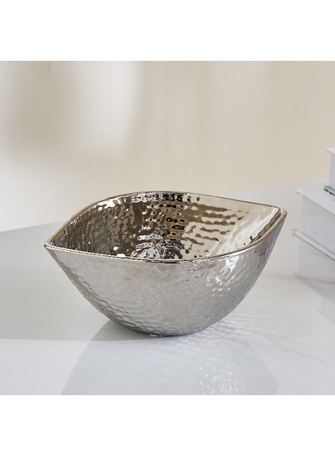 Home Box وعاء زينة بتشطيب مطروق - فضي - Image 1