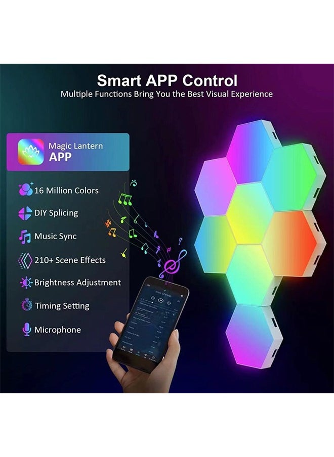 Joshberg 8 Pack Hexagon Led Lights,Smart Wall Light Panels,RGB Gaming Lights with Bluetooth LED APP Remote Control DIY Geometry Splicing Module for Gaming Setup/Home Bar Party Decor  - Image 2