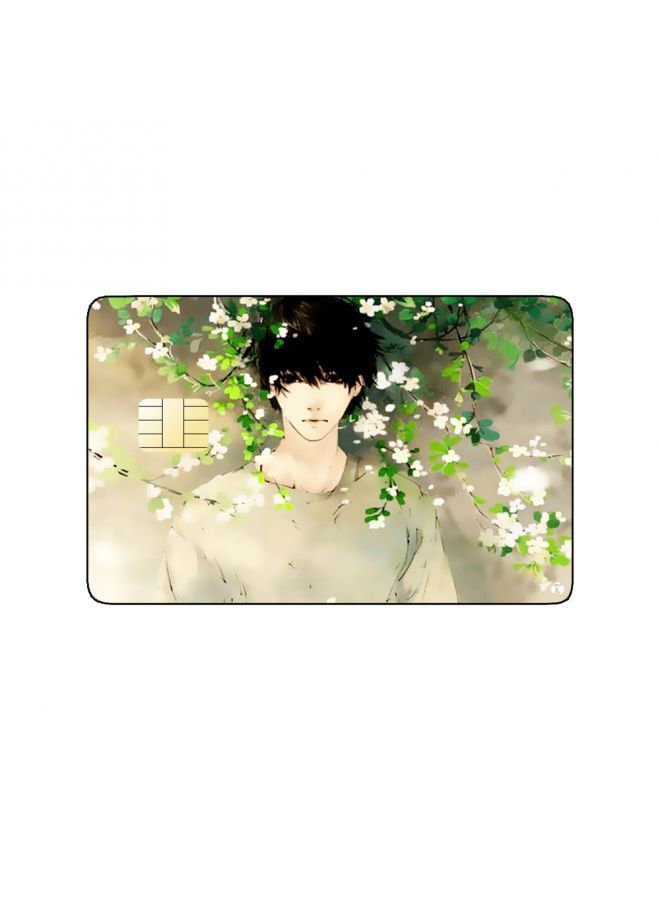 RKN PRINTED BANK CARD STICKER Cool Anime Guy With Roses - Image 1
