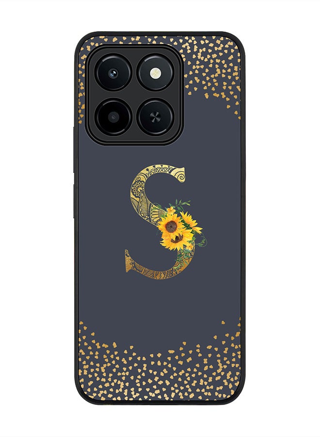 For Honor X6c Case,Slim fit Camera Protection, Shockproof Thin Phone cover  - Custom Floral Monogram - S  (Grey )