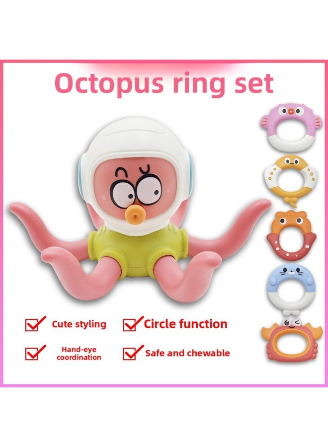 Hot-selling Octopus Ring Toys Children's Water-playing Educational Toys Bathroom Parent-child Interactive Baby Toys-Color:Upgraded Waterproof Smooth Material Cartoon Shape Gift Box  - Image 2