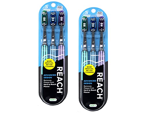 Reach Advanced Design Soft Toothbrushes Colors May Vary 3 Count Pack of 2 Total 6 Toothbrushes