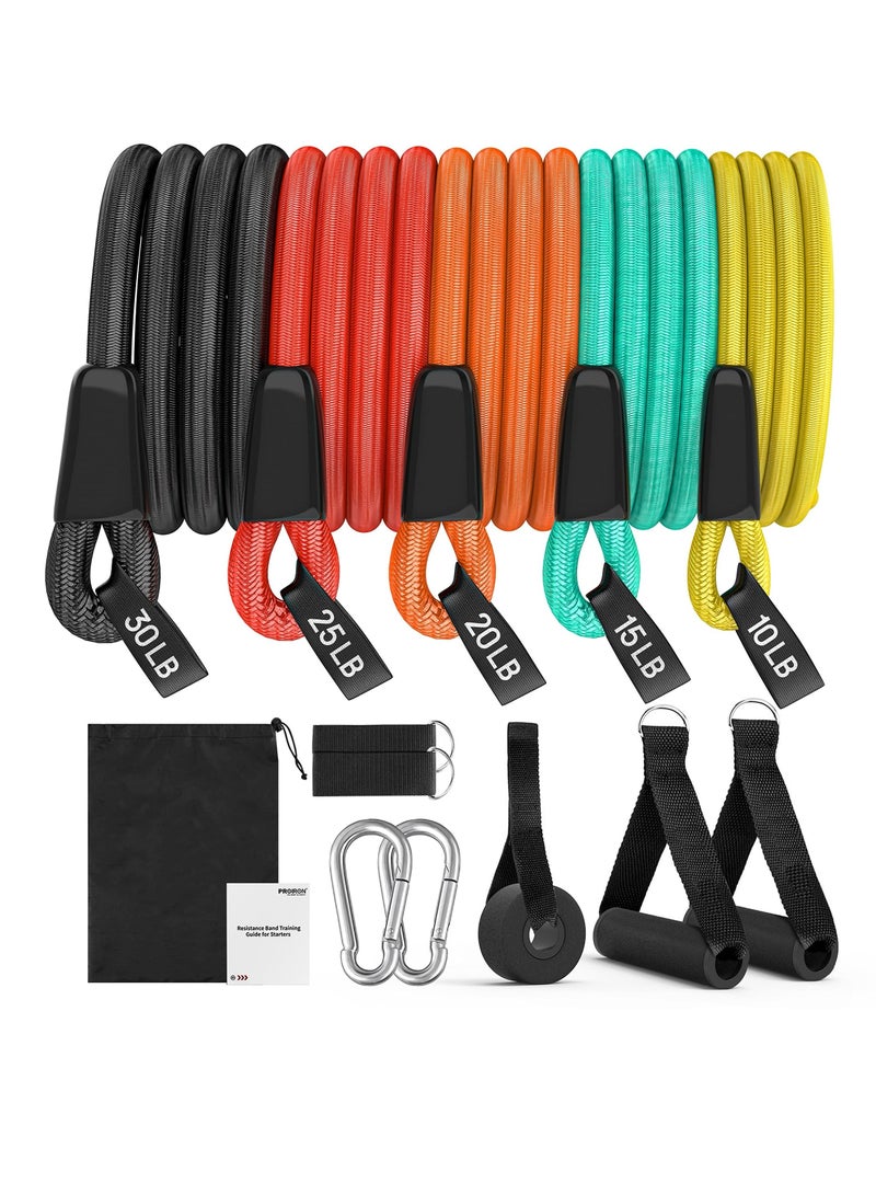 زيريفام مجموعة أشرطة مقاومة زيريفام، 14 قطعة من أشرطة مقاومة مقاومة للكسر، مع مقابض، وأحزمة للكاحل، ومثبتات للأبواب، ودليل تدريب لأشرطة الكاحل، وحقيبة حمل. - Image 1