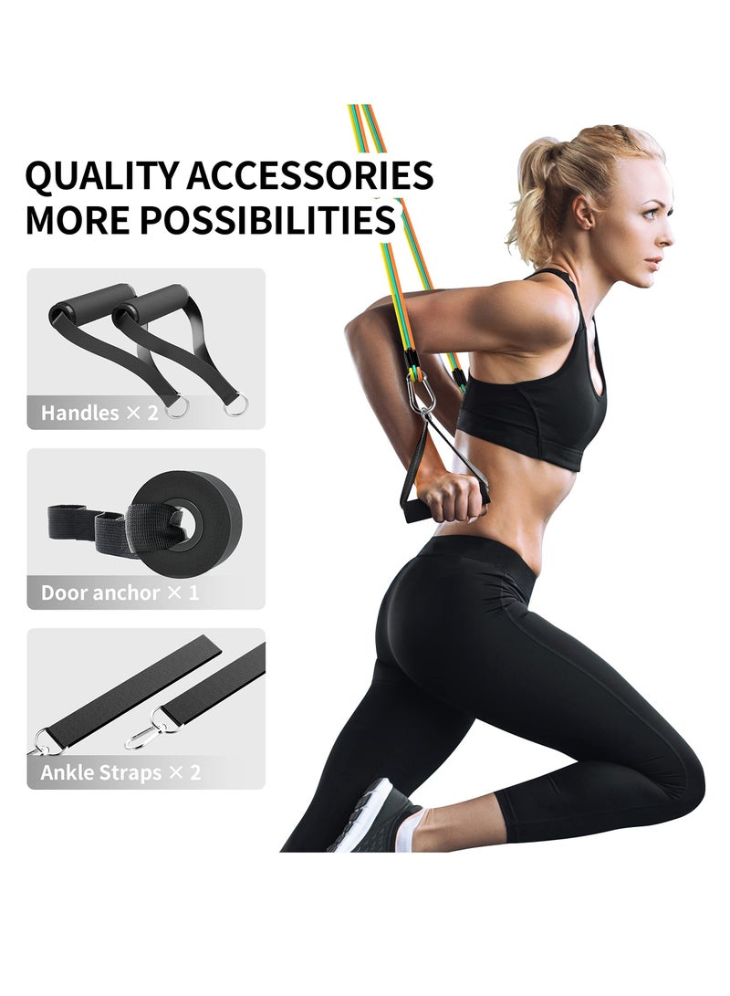 زيريفام مجموعة أشرطة مقاومة زيريفام، 14 قطعة من أشرطة مقاومة مقاومة للكسر، مع مقابض، وأحزمة للكاحل، ومثبتات للأبواب، ودليل تدريب لأشرطة الكاحل، وحقيبة حمل. - Image 5