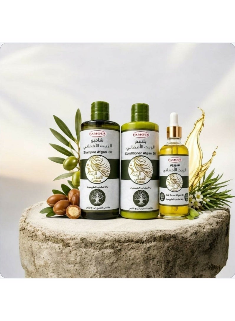 Famous Hair Care Set: Shampoo, Conditioner, and Serum with Afghan Oil Extract - Image 2