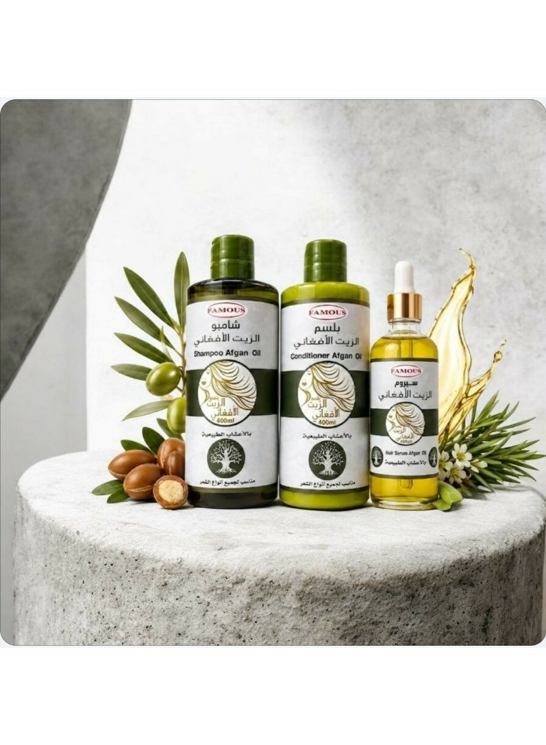 Famous Hair Care Set: Shampoo, Conditioner, and Serum with Afghan Oil Extract - Image 3