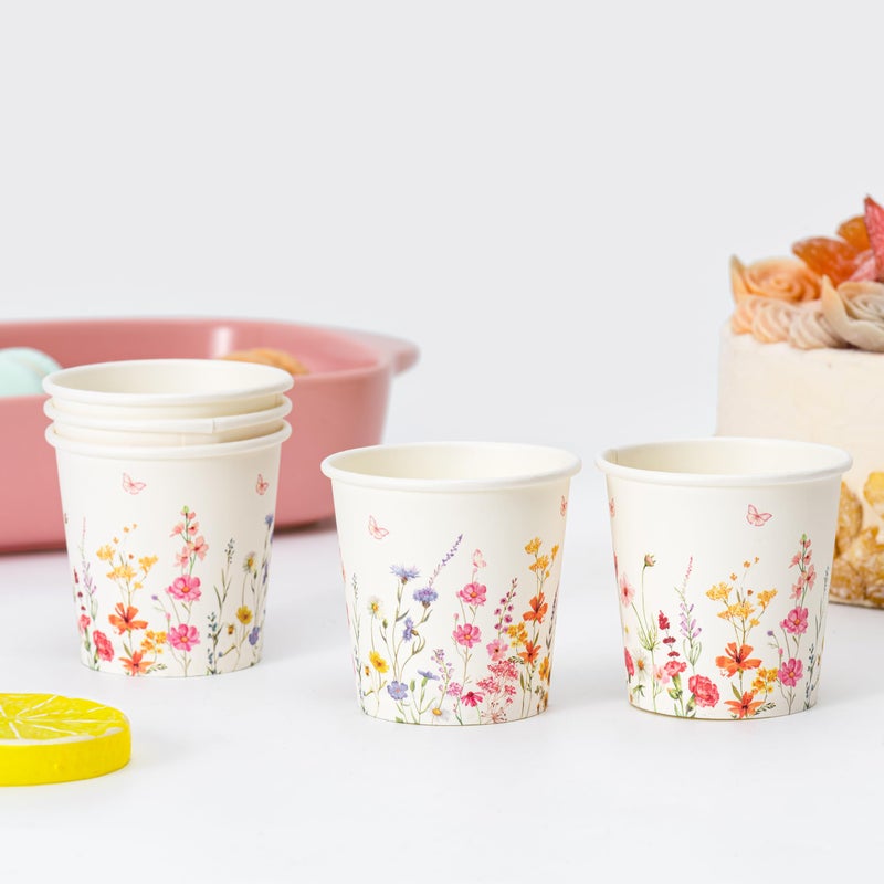 Crisky 300 Pack Paper Bathroom Cups 3oz Disposable Small Mouthwash, Elegant Floral Design, Hot/Cold Beverage Coffee, Dessert for Birthday Parties, Home-use, Picnics, Ceremonies - Image 5