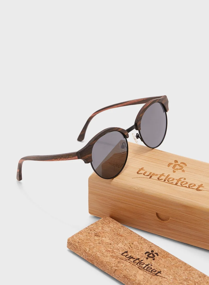 Turtle Feet Company Wooden Clubmaster Sunglasses