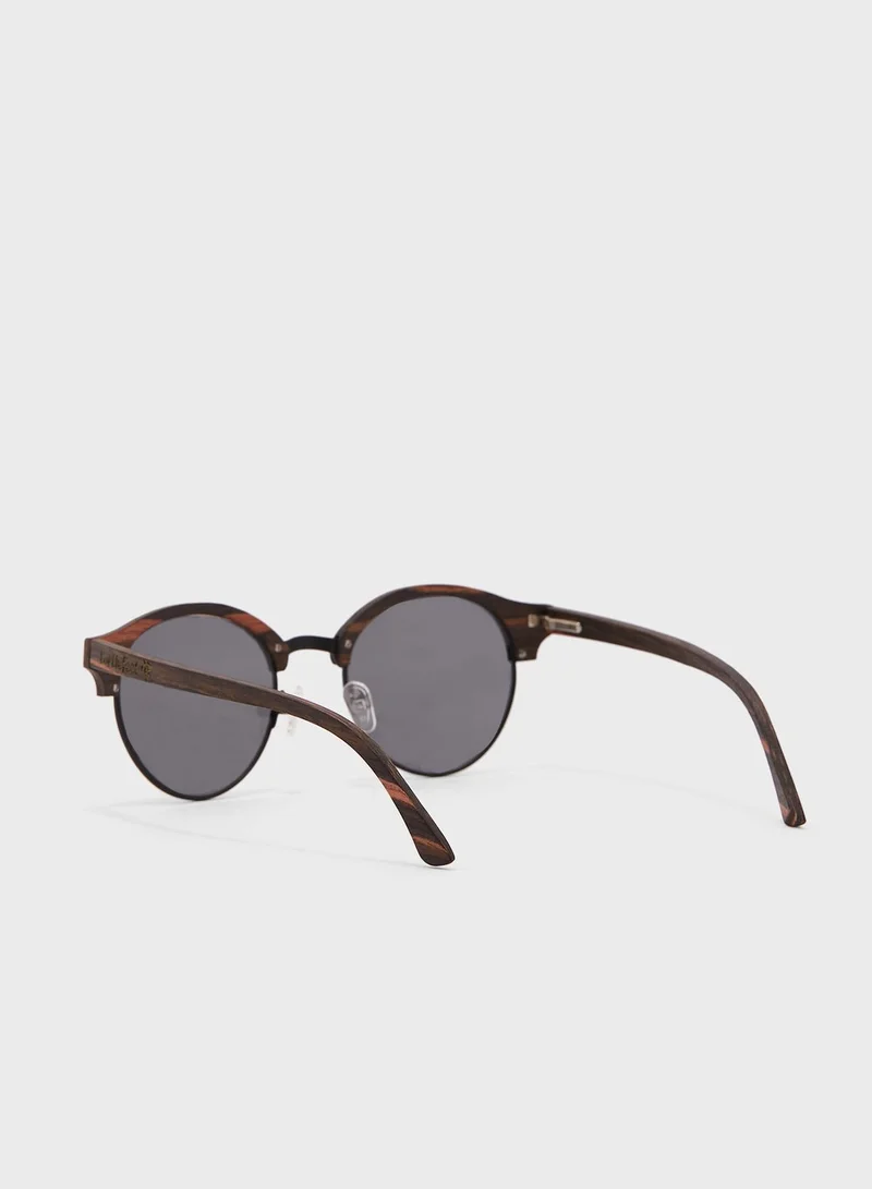Turtle Feet Company Wooden Clubmaster Sunglasses