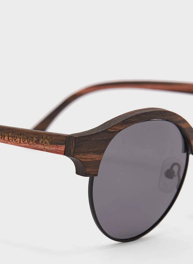 Turtle Feet Company Wooden Clubmaster Sunglasses