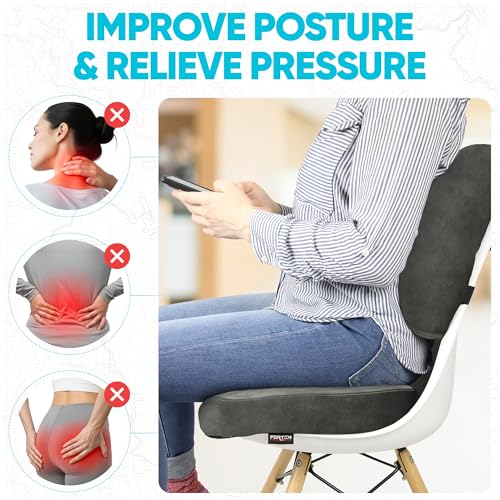 FORTEM Seat Cushion, Office Chair Cushion, Lumbar Support Pillow for Office Chair, Memory Foam Car Seat Cushions, Sciatica Coccyx Tailbone Pain Relief, Cushions for Back Support, Washable, Non Slip - Image 5