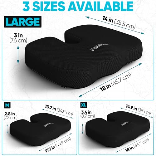 FORTEM Seat Cushion, Office Chair Cushion, Lumbar Support Pillow for Office Chair, Memory Foam Car Seat Cushions, Sciatica Coccyx Tailbone Pain Relief, Cushions for Back Support, Washable, Non Slip - Image 2