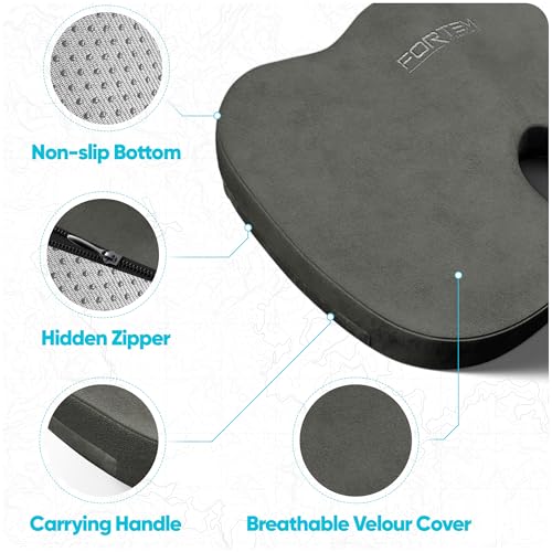 FORTEM Seat Cushion, Office Chair Cushion, Lumbar Support Pillow for Office Chair, Memory Foam Car Seat Cushions, Sciatica Coccyx Tailbone Pain Relief, Cushions for Back Support, Washable, Non Slip - Image 4