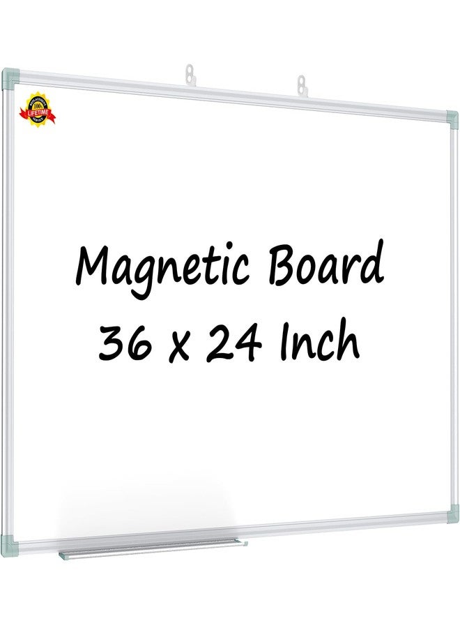 Lockways White Board Dry Erase Board 36 x 24 Inch, Magnetic Whiteboard 3 x 2, Silver Aluminium Frame for School Office and Home - Image 1
