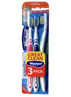 WISDOM Multicolour Regular Fresh Toothbrush 3 Pack 