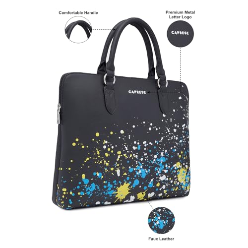 Caprese Splash Laptop Bag for Women (Large, Black) - Image 3