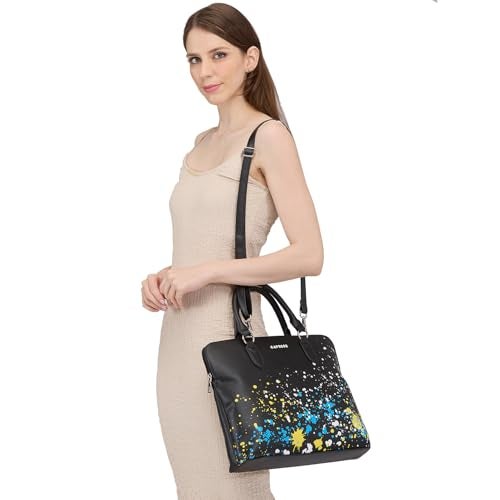 Caprese Splash Laptop Bag for Women (Large, Black) - Image 2