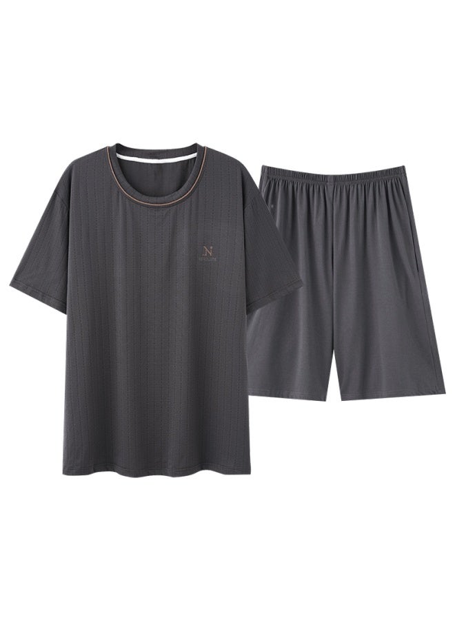 Yalu Men'S Ice Silk Cool Feeling Short Sleeve Shorts Summer Set Loose Fit Can Be Worn Outside Home Wear Father'S Day Gift - Image 2