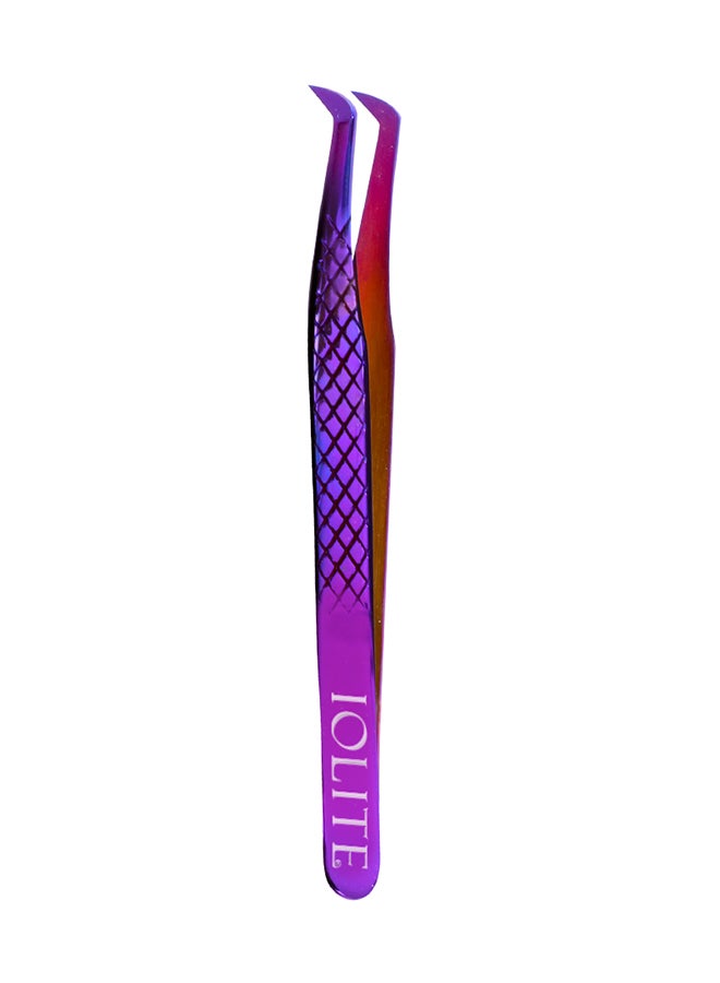 IOLITE Eyelash Extension Tweezers For Volume Lashes Professional Precision Stainless Steel Curved Angled Tips - Image 1