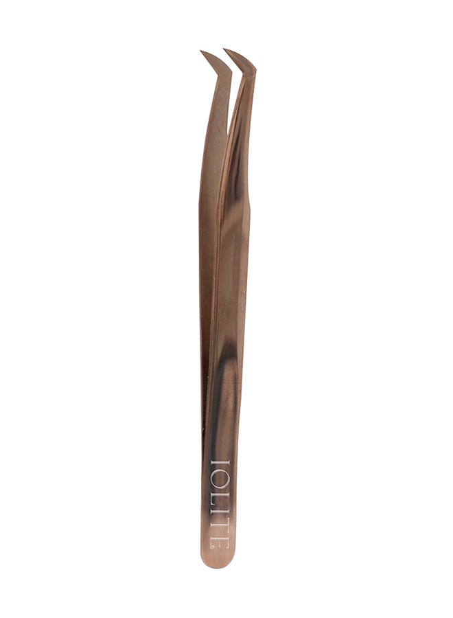 IOLITE Eyelash Extension Tweezers For Volume Lashes Professional Precision Stainless Steel Curved Angled Tips - Image 4