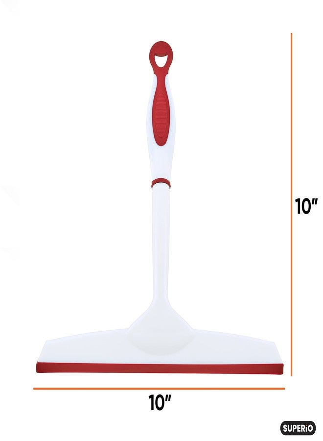 Superio Rubber Squeegee, 2 Pack, Streak Free All Purpose Window Squeegee, Comfort Grip Handle and Hanging Hook (Red, 10 Inch- 2 Pack) - Image 2