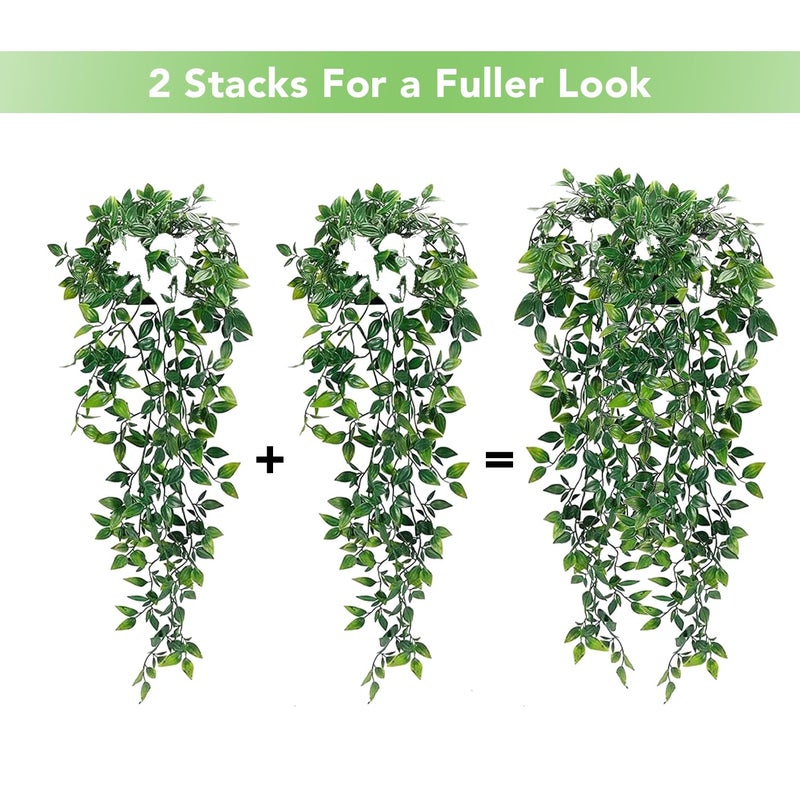 Ekhasa Nostrae Pothos Hanging Artificial Plants with Pot (Set of 2) | Money Plant Artificial Hanging Plants for Decor | Epipremnum Falling Creepers Climbers Fake Vines with Hanging Pots (Mandala) - Image 5