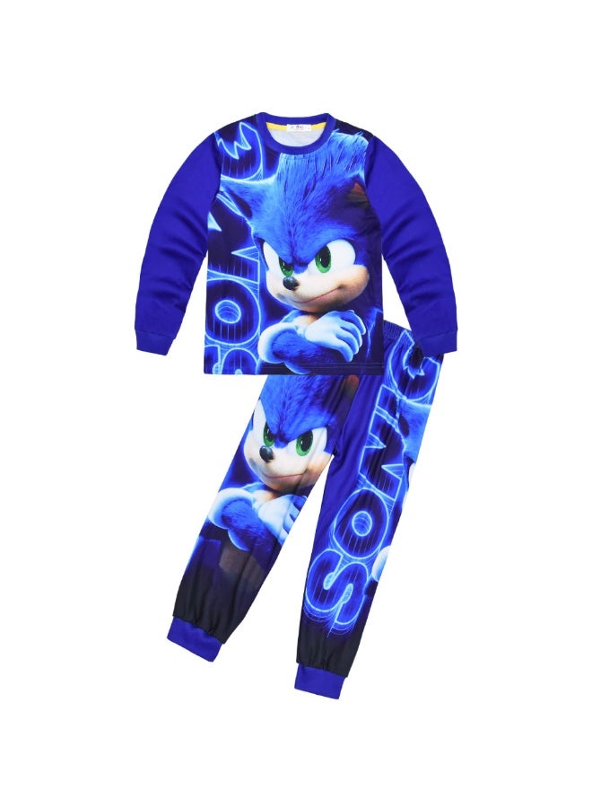 Cartoon Sonic Hedgehog Children's Clothing Sets Boy Sleepwear Long Sleeved Pants Clothes Kids Pajamas - Image 1