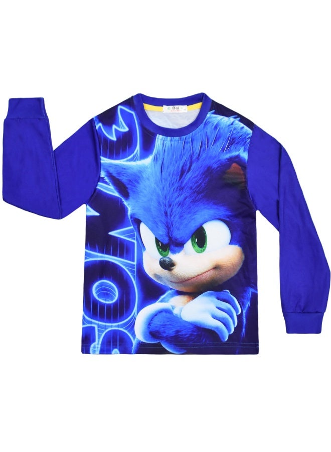 Cartoon Sonic Hedgehog Children's Clothing Sets Boy Sleepwear Long Sleeved Pants Clothes Kids Pajamas - Image 4