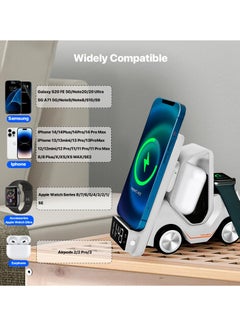 SYOSI Wireless Charging Station 5 in 1, Fast Charging for iPhone 12-15, Air Pods Pro 3 2, Apple Watch iWatch, Includes Alarm Clock and Night Light Features  - Image 4