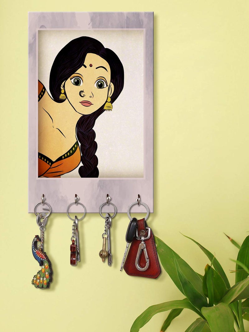 999STORE key chain holders for wall holder wall mount hanger organizer Lady Face key stand for wall (MDF_7.5X12 Inch_Multi) KeyholderP011 - Image 1
