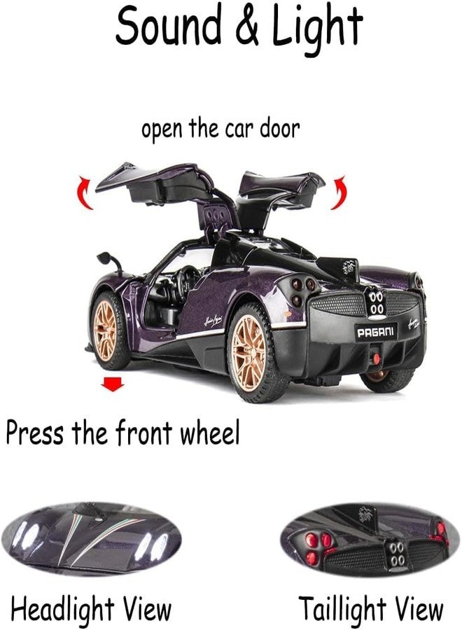 Sky Tech® Pagani Huayra 1:32 Model Car Exclusive Alloy Metal Pull Back Die-cast Car Diecast Metal Toy car with Openable Doors & Light Music Best Gifts Toys Kids【Colors as Per Stock】 - Image 4