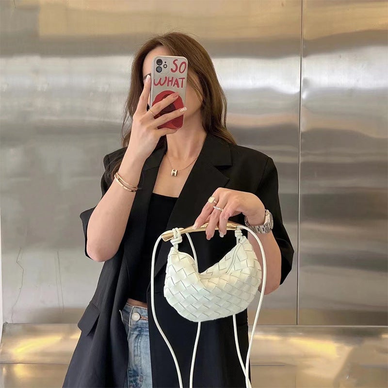 2023 New Sardine Bag Cowhide Woven Women'S Bag Portable Shoulder Crossbody All-Match Hand Ling Underarm Dumpling Bag - Image 4