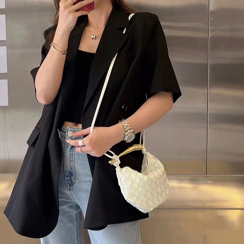 2023 New Sardine Bag Cowhide Woven Women'S Bag Portable Shoulder Crossbody All-Match Hand Ling Underarm Dumpling Bag - Image 5