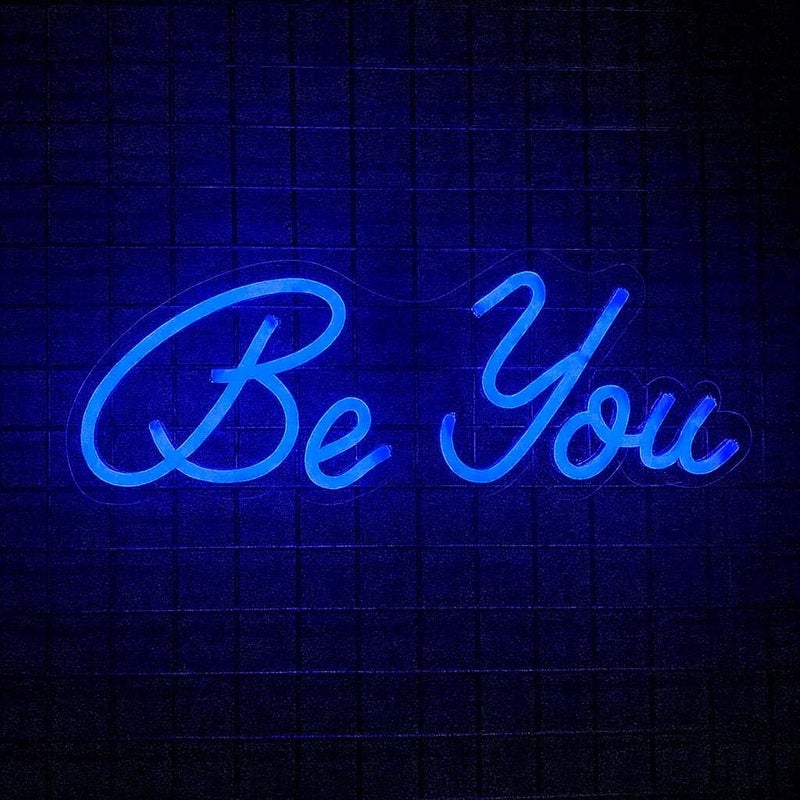 Horoof Home Be You Neon LED Wall Light - 50 x 35 cm Blue Acrylic Sign for Bedroom, Office, or Vanity Decor - Image 1