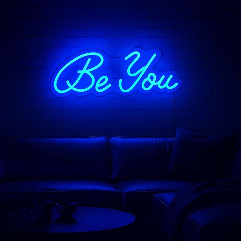 Horoof Home Be You Neon LED Wall Light - 50 x 35 cm Blue Acrylic Sign for Bedroom, Office, or Vanity Decor - Image 3