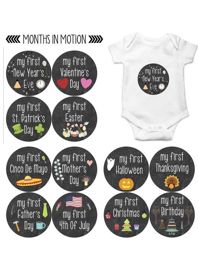Months In Motion My First Holiday Baby Stickers Milestone Christmas, Birthday, Halloween, Easter, Thanksgiving Baby Sticker Chalkboard - Image 1