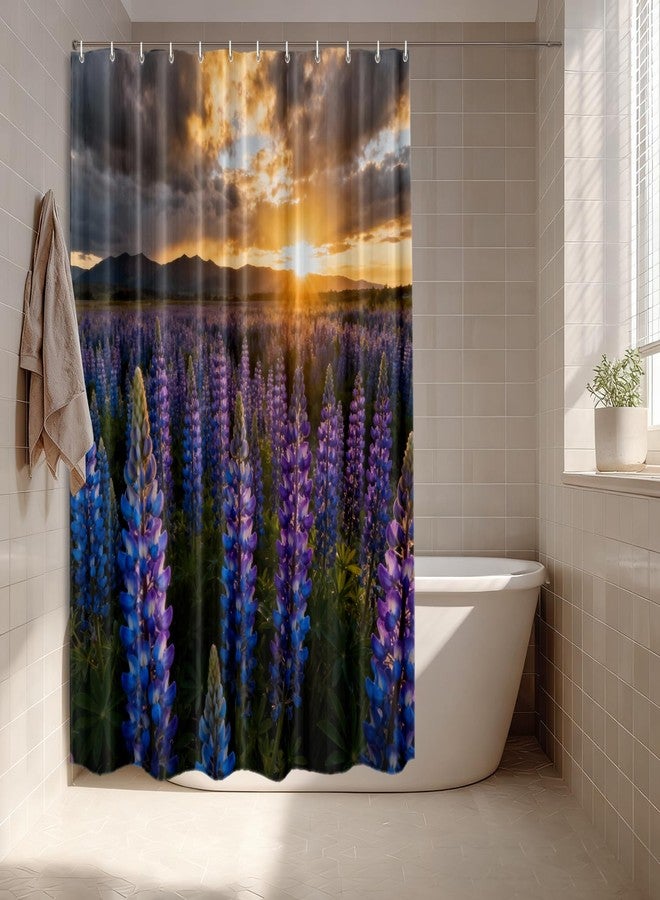 Batmerry Texas Sunset Landscape Decorative Shower Curtain, Wildflowers Bluebonnets Cute Long Wide Shower Curtain with Rust Proof Grommets for Bathroom Farmhouse Waterproof Washable - Image 4