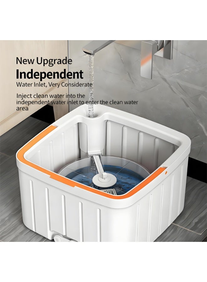 التنظيف المنزلية الدوارة ممسحة دلو الأكمام ، الجافة والرطبة المزدوجة الغرض ممسحة ، الذاتي فصل القذرة دلو ، قابلة لإعادة الاستخدام الكلمة تنظيف وسادة قابلة للفك و 2 ممسحة القماش استبدال أجزاء - Image 5